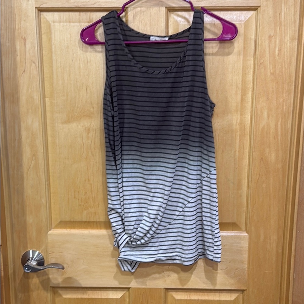 Mystree Asymmetrical knot Front Sleeveless Tank Top taupe brown size L